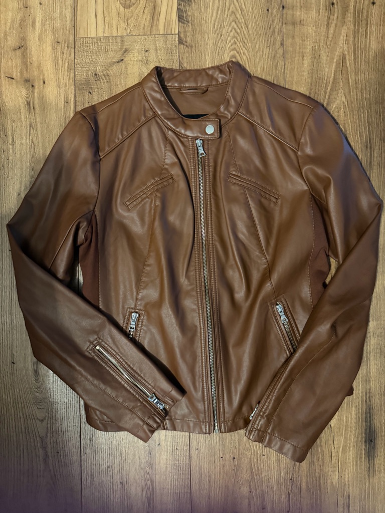 Guess Brown Faux Leather Moto Jacket